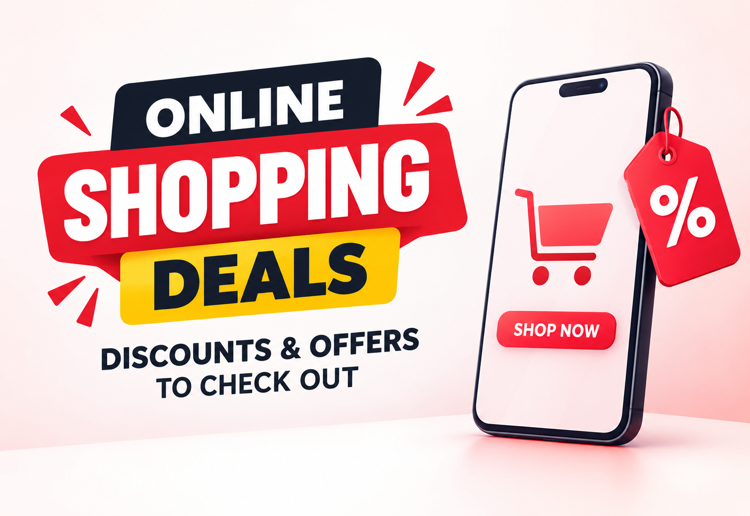 Create a 290x200 minimalist featured image with fewer elements for the topic: “Best Online Shopping Deals, Discounts & Offers